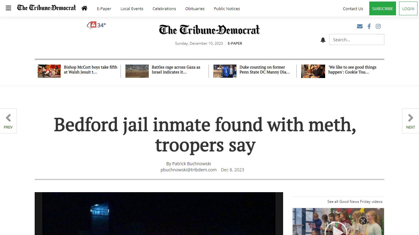 Bedford jail inmate found with meth, troopers say | Local News ...